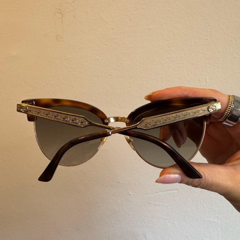 Gucci Cat Eye Brown and Gold Sunglasses